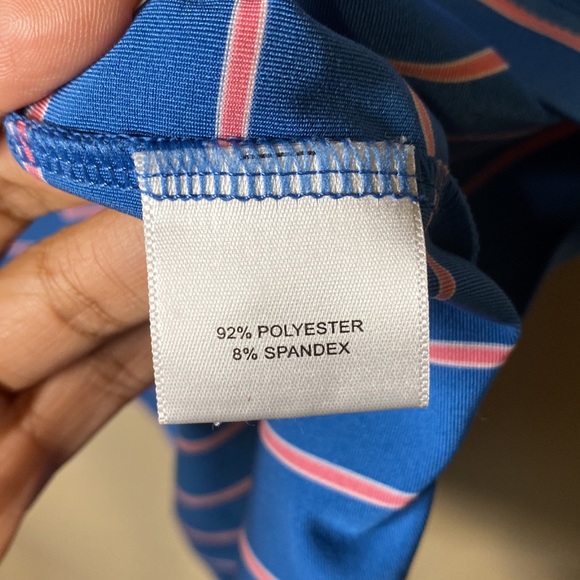 Peter Millar Summer Comfort Blue Pink Stripped Golf Polo L - Picture 5 of 8